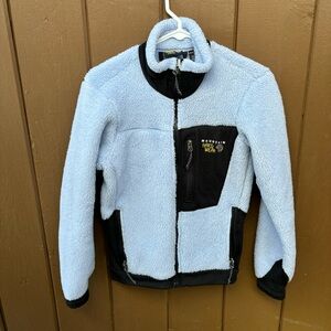 Mountain Hardwear Womens Jacket Blue Fuzzy Fleece Full Zip Outdoor Small